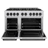 ZLINE Autograph Edition 48 in. 6.7 cu. ft. Classic Double Oven Dual Fuel Range with 8 Burner Gas Cooktop in Stainless Steel and Matte Black Accents (CDRZ-48-MB) - (CDRZ48MB) -