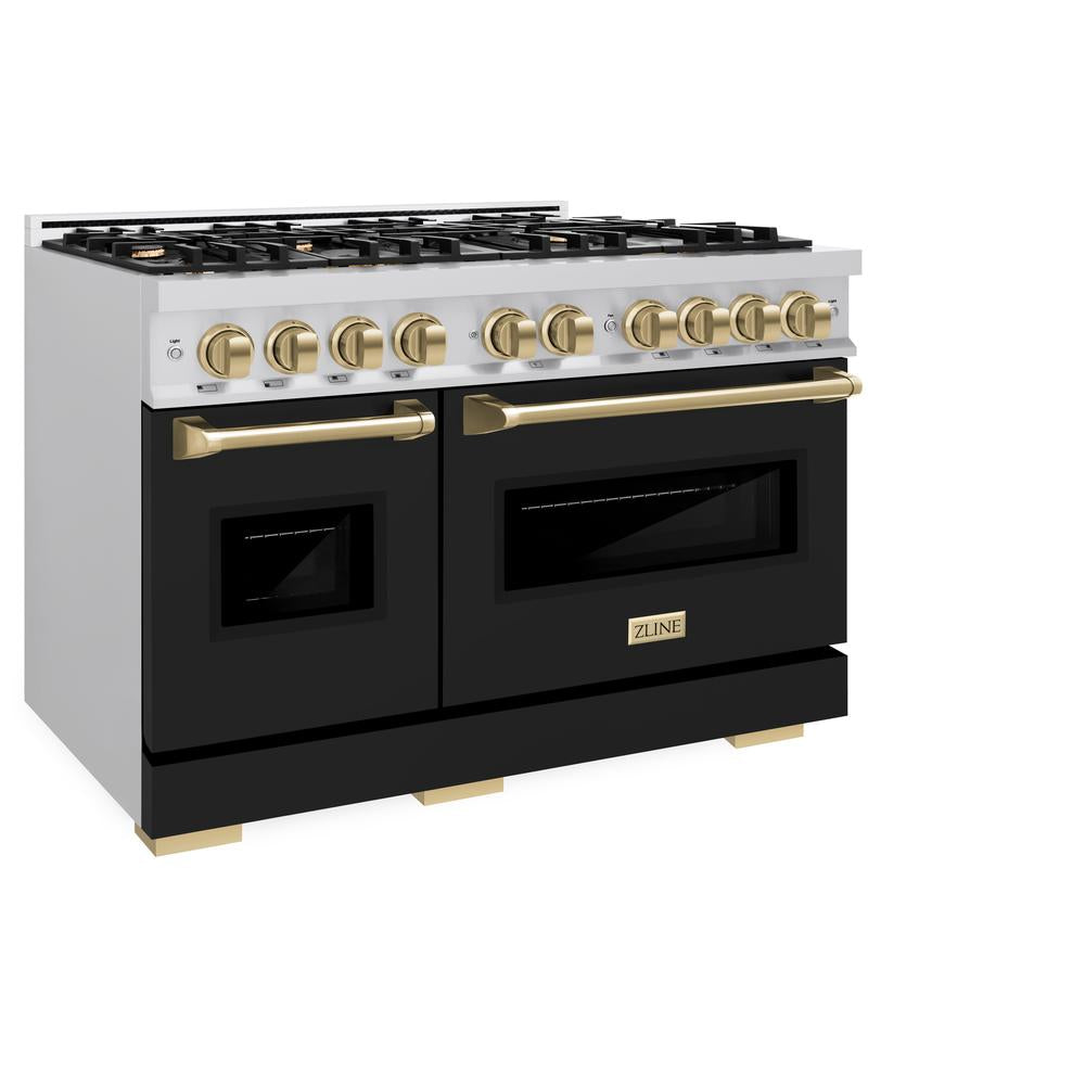Autograph Edition 48 in. 6.7 cu. ft. Classic Double Oven Dual Fuel Range with 8 Burner Gas Cooktop - (CDRZBLM48CB) -