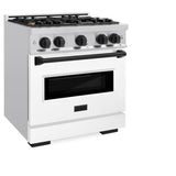 ZLINE Autograph Edition 30 in. 4.2 cu. ft. Classic Dual Fuel Range with 4 Burner Gas Cooktop and Electric Convection Oven in Stainless Steel with White Matte Door and Matte Black Accents (CDRZ-WM-30-MB) - (CDRZWM30MB) -