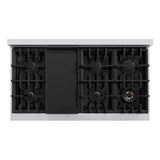 ZLINE Autograph Edition 48 in. 6.7 cu. ft. Classic Double Oven Dual Fuel Range with 8 Burner Gas Cooktop in Stainless Steel with White Matte Doors and Champagne Bronze Accents (CDRZ-WM-48-CB) - (CDRZWM48CB) -