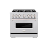 ZLINE 36 in. 5.2 cu. ft. Classic Gas Range with 6 Burner Cooktop and Convection Gas Oven in Stainless Steel (CGR36) - (CGR36) -