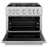 ZLINE 36 in. 5.2 cu. ft. Classic Gas Range with 6 Burner Cooktop and Convection Gas Oven in Stainless Steel (CGR36) - (CGR36) -