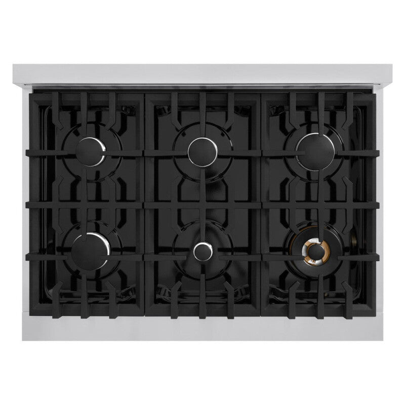 ZLINE 36 in. 5.2 cu. ft. Classic Gas Range with 6 Burner Cooktop and Convection Gas Oven in Stainless Steel (CGR36) - (CGR36) -