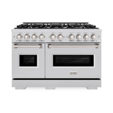 ZLINE 48 in. 6.7 cu. ft. Classic Double Oven Gas Range with 8 Burner Cooktop in Stainless Steel (CGR48) - (CGR48) -
