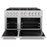 ZLINE 48 in. 6.7 cu. ft. Classic Double Oven Gas Range with 8 Burner Cooktop in Stainless Steel (CGR48) - (CGR48) -