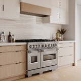 ZLINE 48 in. 6.7 cu. ft. Classic Double Oven Gas Range with 8 Burner Cooktop in Stainless Steel (CGR48) - (CGR48) -