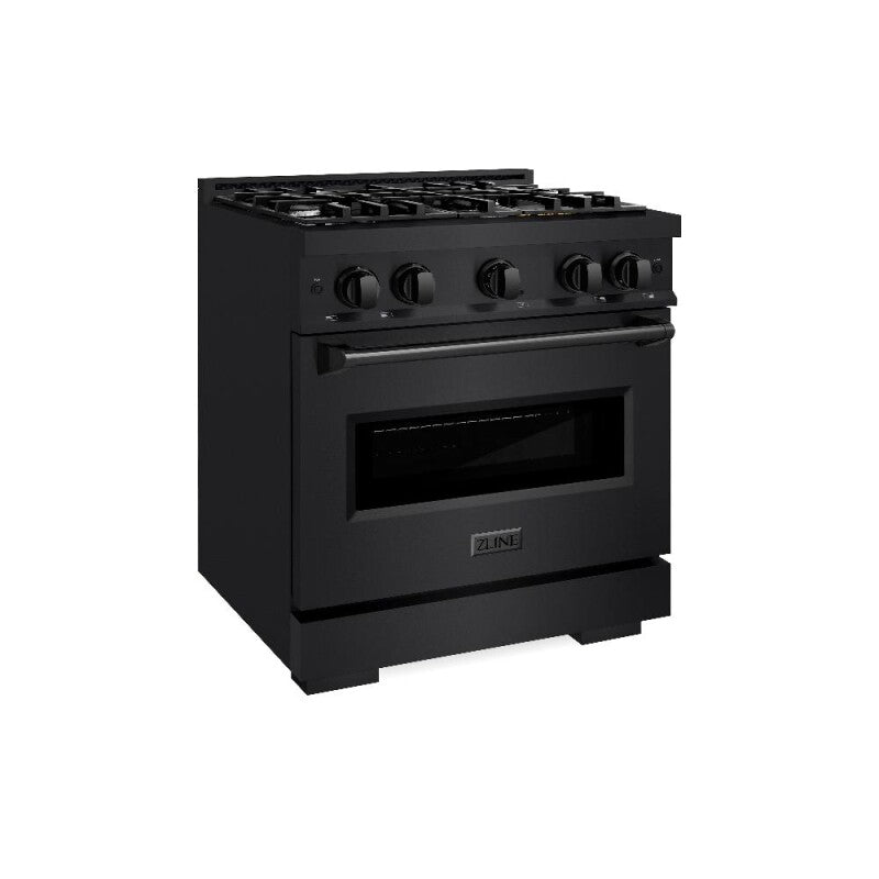 ZLINE 30 in. 4.2 cu. ft. Classic Gas Range with 4 Burner Cooktop and Convection Gas Oven in Black Stainless Steel (CGRB-30) - (CGRB30) -