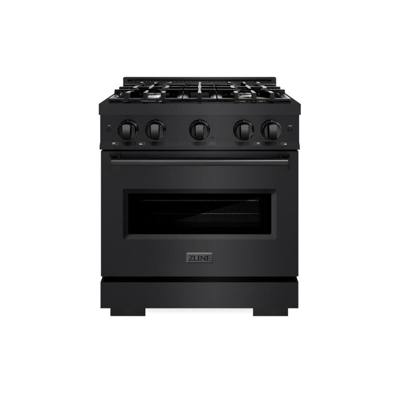 ZLINE 30 in. 4.2 cu. ft. Classic Gas Range with 4 Burner Cooktop and Convection Gas Oven in Black Stainless Steel (CGRB-30) - (CGRB30) -