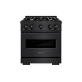 ZLINE 30 in. 4.2 cu. ft. Classic Gas Range with 4 Burner Cooktop and Convection Gas Oven in Black Stainless Steel (CGRB-30) - (CGRB30) -