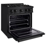 ZLINE 30 in. 4.2 cu. ft. Classic Gas Range with 4 Burner Cooktop and Convection Gas Oven in Black Stainless Steel (CGRB-30) - (CGRB30) -