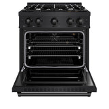 ZLINE 30 in. 4.2 cu. ft. Classic Gas Range with 4 Burner Cooktop and Convection Gas Oven in Black Stainless Steel (CGRB-30) - (CGRB30) -
