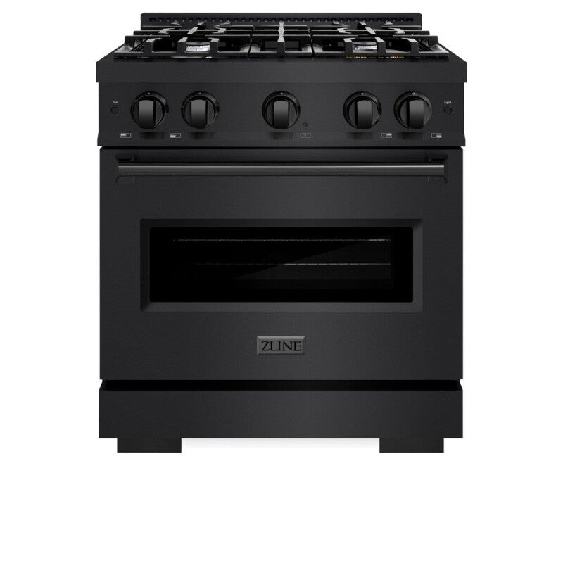 ZLINE 30 in. 4.2 cu. ft. Classic Gas Range with 4 Burner Cooktop and Convection Gas Oven in Black Stainless Steel (CGRB-30) - (CGRB30) -