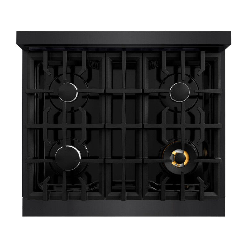 ZLINE 30 in. 4.2 cu. ft. Classic Gas Range with 4 Burner Cooktop and Convection Gas Oven in Black Stainless Steel (CGRB-30) - (CGRB30) -