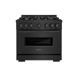 ZLINE 36 in. 5.2 cu. ft. Classic Gas Range with 6 Burner Cooktop and Convection Gas Oven in Black Stainless Steel (CGRB-36) - (CGRB36) -