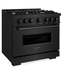 ZLINE 36 in. 5.2 cu. ft. Classic Gas Range with 6 Burner Cooktop and Convection Gas Oven in Black Stainless Steel (CGRB-36) - (CGRB36) -