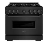 ZLINE 36 in. 5.2 cu. ft. Classic Gas Range with 6 Burner Cooktop and Convection Gas Oven in Black Stainless Steel (CGRB-36) - (CGRB36) -