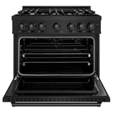 ZLINE 36 in. 5.2 cu. ft. Classic Gas Range with 6 Burner Cooktop and Convection Gas Oven in Black Stainless Steel (CGRB-36) - (CGRB36) -