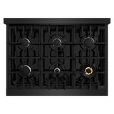 ZLINE 36 in. 5.2 cu. ft. Classic Gas Range with 6 Burner Cooktop and Convection Gas Oven in Black Stainless Steel (CGRB-36) - (CGRB36) -
