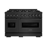 ZLINE 48 in. 6.7 cu. ft. Classic Double Oven Gas Range with 8 Burner Cooktop in Black Stainless Steel (CGRB-48) - (CGRB48) -