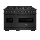 ZLINE 48 in. 6.7 cu. ft. Classic Double Oven Gas Range with 8 Burner Cooktop in Black Stainless Steel (CGRB-48) - (CGRB48) -