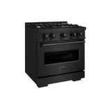 ZLINE 30 in. 4.2 cu. ft. Classic Gas Range with Convection Gas Oven in Black Stainless Steel with 4 Brass Burners (CGRB-BR-30) - (CGRBBR30) -