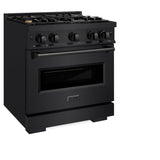 ZLINE 30 in. 4.2 cu. ft. Classic Gas Range with Convection Gas Oven in Black Stainless Steel with 4 Brass Burners (CGRB-BR-30) - (CGRBBR30) -