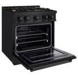 ZLINE 30 in. 4.2 cu. ft. Classic Gas Range with Convection Gas Oven in Black Stainless Steel with 4 Brass Burners (CGRB-BR-30) - (CGRBBR30) -