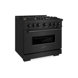 ZLINE 36 in. 5.2 cu. ft. Classic Gas Range with Convection Gas Oven in Black Stainless Steel with 6 Brass Burners (CGRB-BR-36) - (CGRBBR36) -