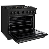 ZLINE 36 in. 5.2 cu. ft. Classic Gas Range with Convection Gas Oven in Black Stainless Steel with 6 Brass Burners (CGRB-BR-36) - (CGRBBR36) -