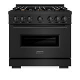 ZLINE 36 in. 5.2 cu. ft. Classic Gas Range with Convection Gas Oven in Black Stainless Steel with 6 Brass Burners (CGRB-BR-36) - (CGRBBR36) -
