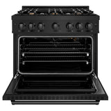 ZLINE 36 in. 5.2 cu. ft. Classic Gas Range with Convection Gas Oven in Black Stainless Steel with 6 Brass Burners (CGRB-BR-36) - (CGRBBR36) -