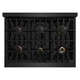 ZLINE 36 in. 5.2 cu. ft. Classic Gas Range with Convection Gas Oven in Black Stainless Steel with 6 Brass Burners (CGRB-BR-36) - (CGRBBR36) -