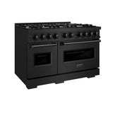 ZLINE 48 in. 6.7 cu. ft. Classic Double Oven Gas Range in Black Stainless Steel with 8 Brass Burners (CGRB-BR-48) - (CGRBBR48) -