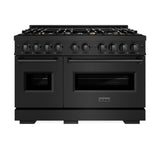 ZLINE 48 in. 6.7 cu. ft. Classic Double Oven Gas Range in Black Stainless Steel with 8 Brass Burners (CGRB-BR-48) - (CGRBBR48) -