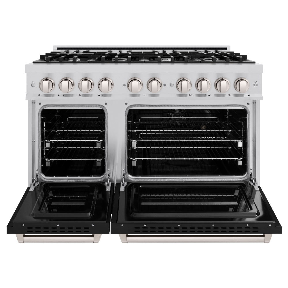 48 in. 6.7 cu. ft. Classic Double Oven Gas Range with 8 Burner Cooktop - (CGRBLM48) -
