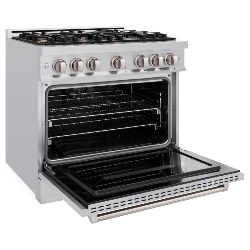 ZLINE 36 in. 5.2 cu. ft. Classic Gas Range with Convection Gas Oven in Stainless Steel with 6 Brass Burners (CGR-BR-36) - (CGRBR36) -