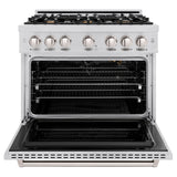 ZLINE 36 in. 5.2 cu. ft. Classic Gas Range with Convection Gas Oven in Stainless Steel with 6 Brass Burners (CGR-BR-36) - (CGRBR36) -