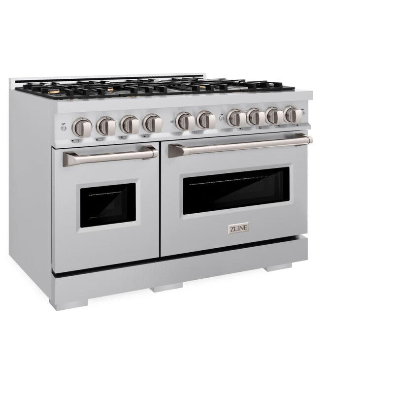 ZLINE 48 in. 6.7 cu. ft. Classic Double Oven Gas Range in Stainless Steel with 8 Brass Burners (CGR-BR-48) - (CGRBR48) -