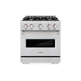 ZLINE 30 in. 4.2 cu. ft. Classic Gas Range with 4 Burner Cooktop and Convection Gas Oven in DuraSnow® Stainless Steel (CGRS-30) - (CGRS30) -