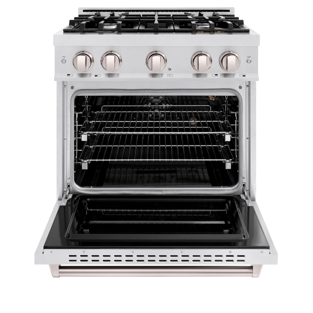 ZLINE 30 in. 4.2 cu. ft. Classic Gas Range with 4 Burner Cooktop and Convection Gas Oven in DuraSnow® Stainless Steel (CGRS-30) - (CGRS30) -