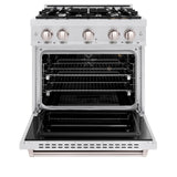 ZLINE 30 in. 4.2 cu. ft. Classic Gas Range with 4 Burner Cooktop and Convection Gas Oven in DuraSnow® Stainless Steel (CGRS-30) - (CGRS30) -