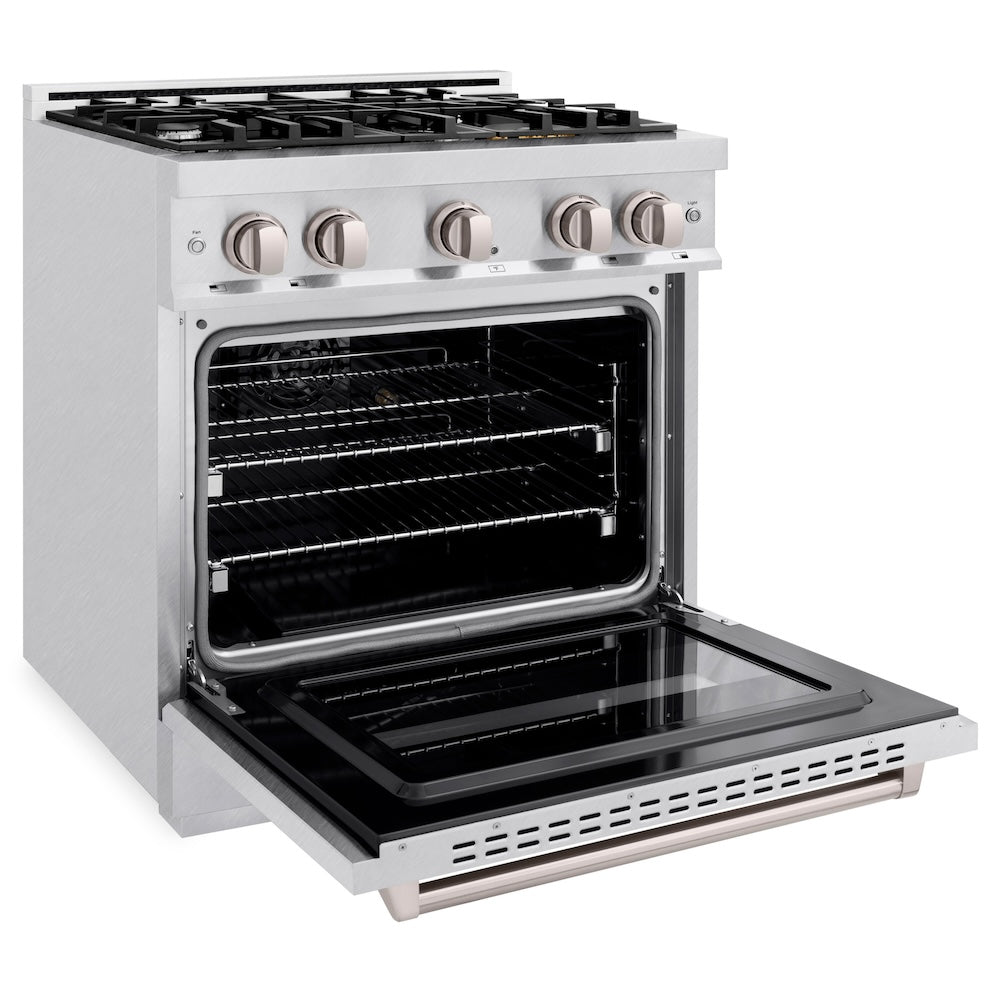 ZLINE 30 in. 4.2 cu. ft. Classic Gas Range with 4 Burner Cooktop and Convection Gas Oven in DuraSnow® Stainless Steel (CGRS-30) - (CGRS30) -