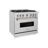 ZLINE 36 in. 5.2 cu. ft. Classic Gas Range with 6 Burner Cooktop and Convection Gas Oven in DuraSnow® Stainless Steel (CGRS-36) - (CGRS36) -