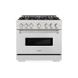 ZLINE 36 in. 5.2 cu. ft. Classic Gas Range with 6 Burner Cooktop and Convection Gas Oven in DuraSnow® Stainless Steel (CGRS-36) - (CGRS36) -