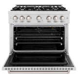 ZLINE 36 in. 5.2 cu. ft. Classic Gas Range with 6 Burner Cooktop and Convection Gas Oven in DuraSnow® Stainless Steel (CGRS-36) - (CGRS36) -