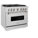 ZLINE 36 in. 5.2 cu. ft. Classic Gas Range with 6 Burner Cooktop and Convection Gas Oven in DuraSnow® Stainless Steel (CGRS-36) - (CGRS36) -