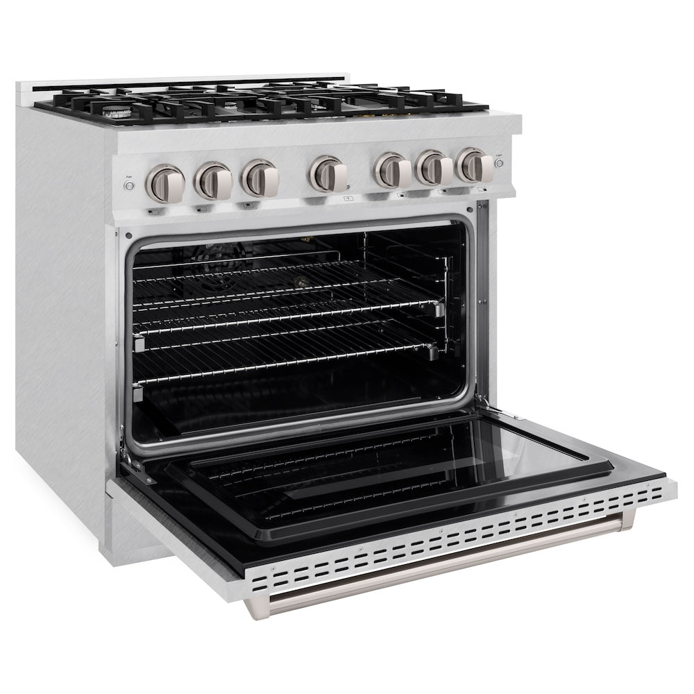 ZLINE 36 in. 5.2 cu. ft. Classic Gas Range with 6 Burner Cooktop and Convection Gas Oven in DuraSnow® Stainless Steel (CGRS-36) - (CGRS36) -