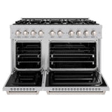 ZLINE 48 in. 6.7 cu. ft. Classic Double Oven Gas Range with 8 Burner Cooktop in DuraSnow® Stainless Steel (CGRS-48) - (CGRS48) -
