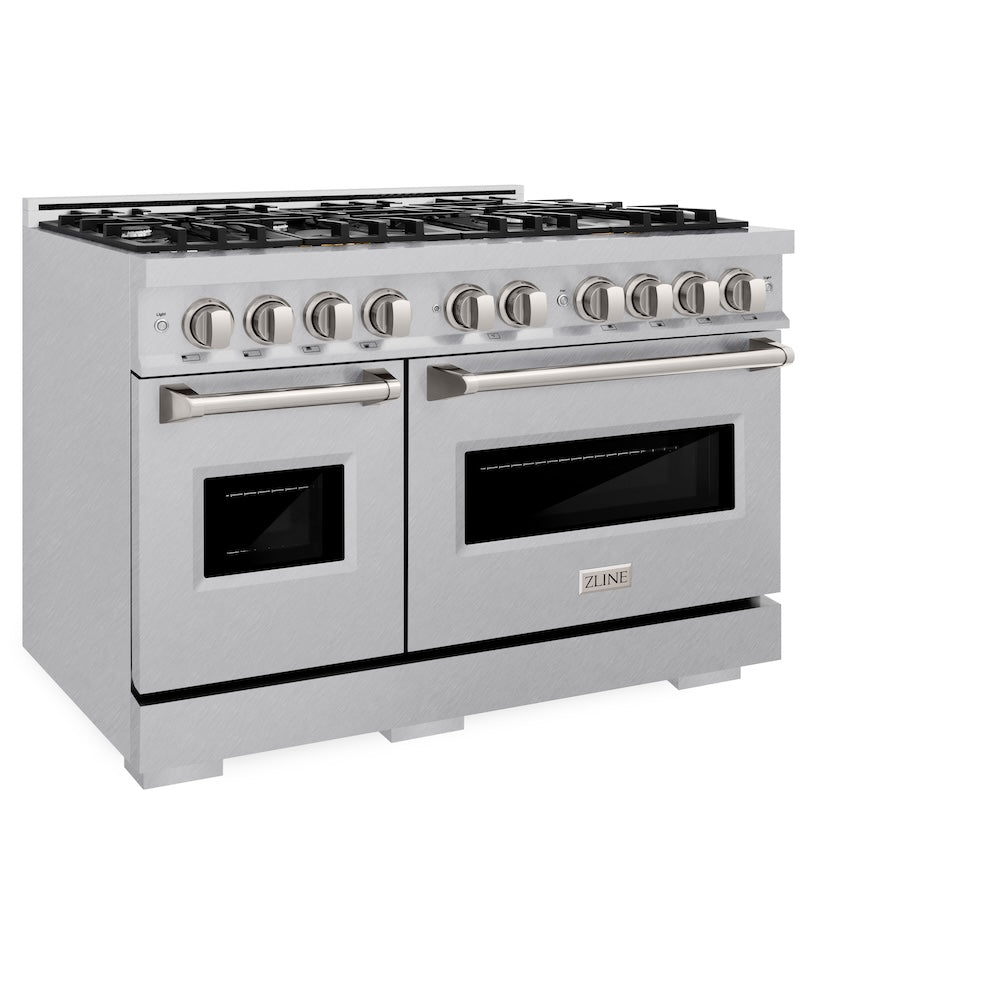 ZLINE 48 in. 6.7 cu. ft. Classic Double Oven Gas Range with 8 Burner Cooktop in DuraSnow® Stainless Steel (CGRS-48) - (CGRS48) -