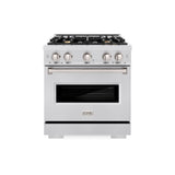 ZLINE 30 in. 4.2 cu. ft. Classic Gas Range with Convection Gas Oven in DuraSnow® Stainless Steel with 4 Brass Burners (CGRS-BR-30) - (CGRSBR30) -
